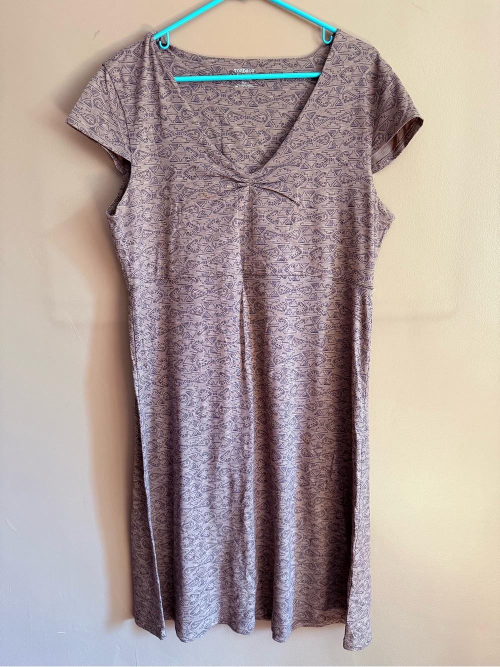 Toad&Co Taupe Patterned V‑Neck Nightdress